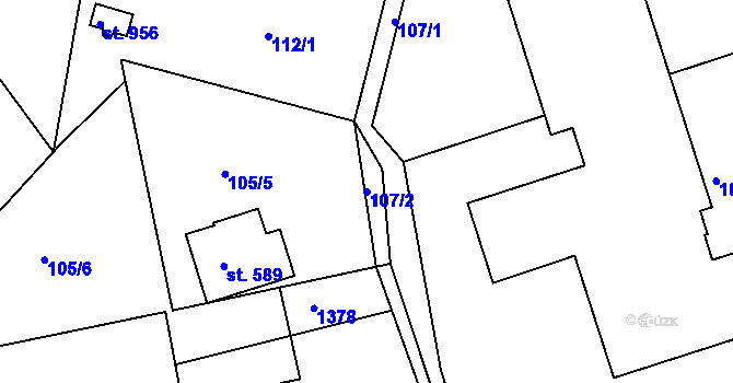 Parcela st. 107/2 v KÚ Harrachov, Katastrální mapa