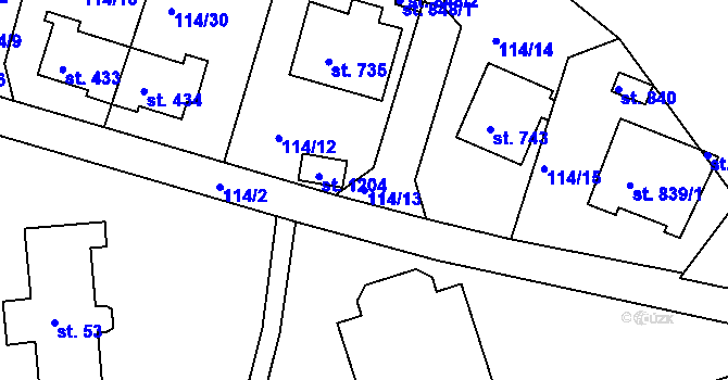 Parcela st. 114/13 v KÚ Harrachov, Katastrální mapa