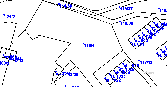 Parcela st. 118/4 v KÚ Harrachov, Katastrální mapa