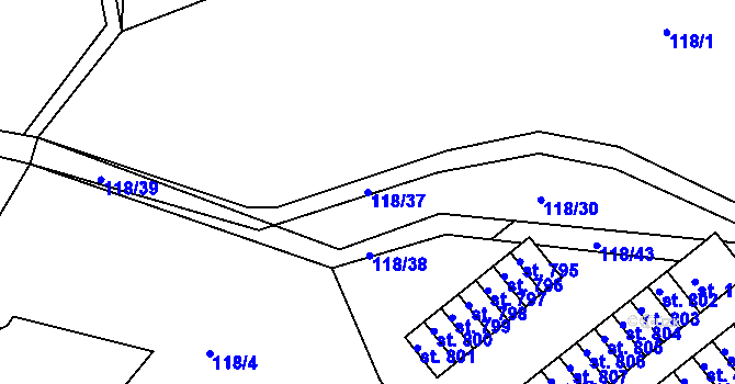 Parcela st. 118/37 v KÚ Harrachov, Katastrální mapa