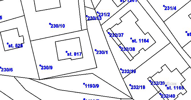 Parcela st. 230/1 v KÚ Harrachov, Katastrální mapa