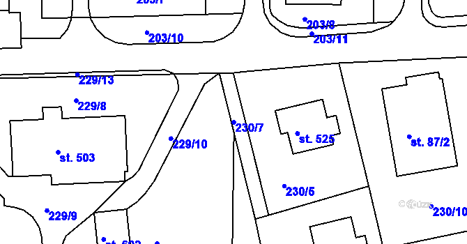 Parcela st. 230/7 v KÚ Harrachov, Katastrální mapa