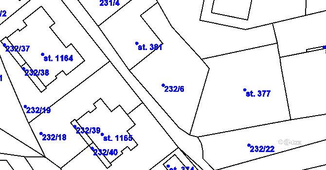 Parcela st. 232/6 v KÚ Harrachov, Katastrální mapa