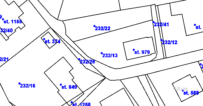 Parcela st. 232/13 v KÚ Harrachov, Katastrální mapa
