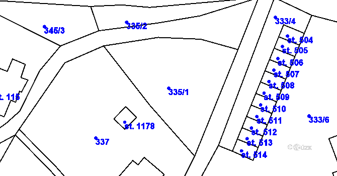 Parcela st. 335/1 v KÚ Harrachov, Katastrální mapa