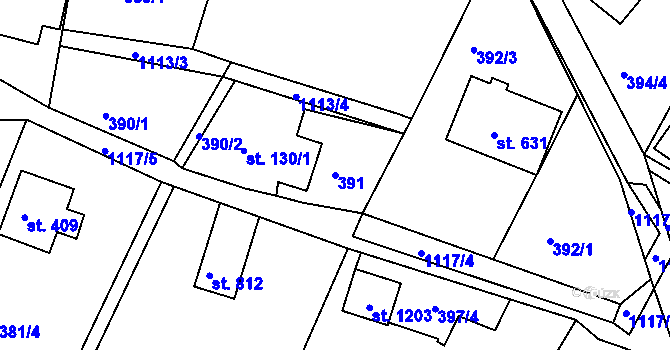 Parcela st. 391 v KÚ Harrachov, Katastrální mapa
