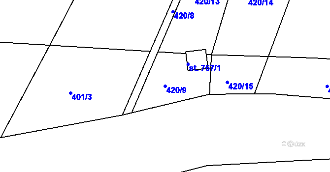 Parcela st. 420/9 v KÚ Harrachov, Katastrální mapa