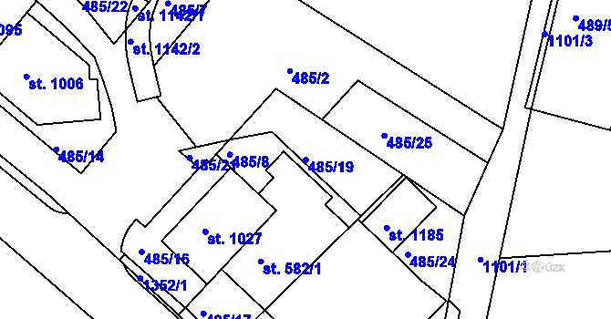 Parcela st. 485/19 v KÚ Harrachov, Katastrální mapa