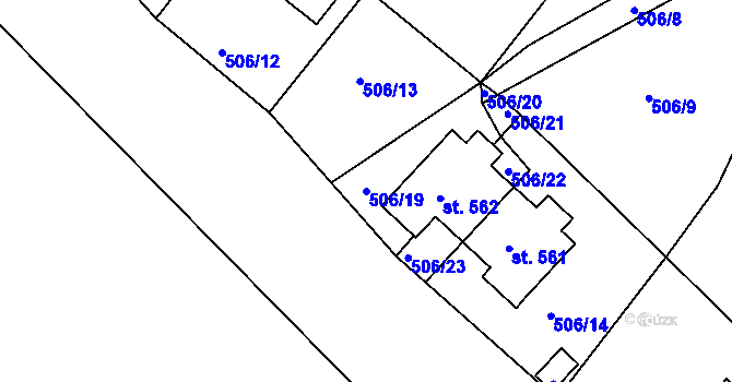Parcela st. 506/19 v KÚ Harrachov, Katastrální mapa