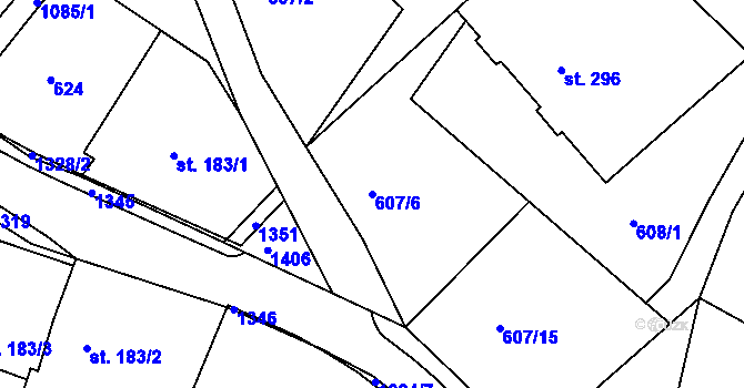 Parcela st. 607/6 v KÚ Harrachov, Katastrální mapa