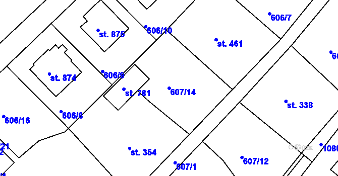 Parcela st. 607/14 v KÚ Harrachov, Katastrální mapa