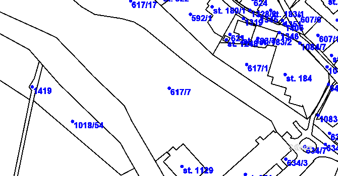 Parcela st. 617/7 v KÚ Harrachov, Katastrální mapa