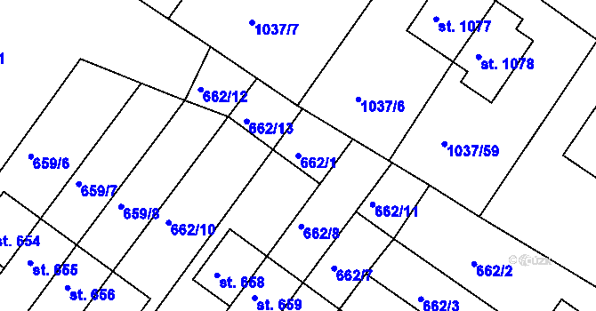 Parcela st. 662/1 v KÚ Harrachov, Katastrální mapa