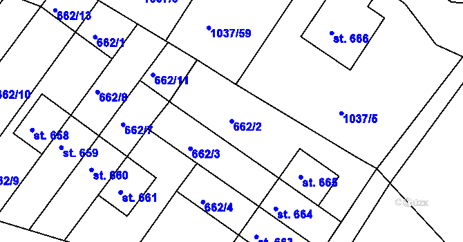Parcela st. 662/2 v KÚ Harrachov, Katastrální mapa