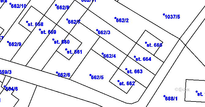 Parcela st. 662/4 v KÚ Harrachov, Katastrální mapa