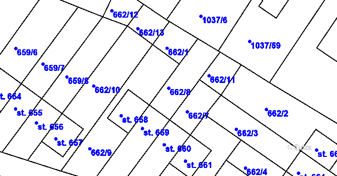 Parcela st. 662/8 v KÚ Harrachov, Katastrální mapa