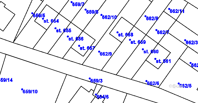 Parcela st. 662/9 v KÚ Harrachov, Katastrální mapa