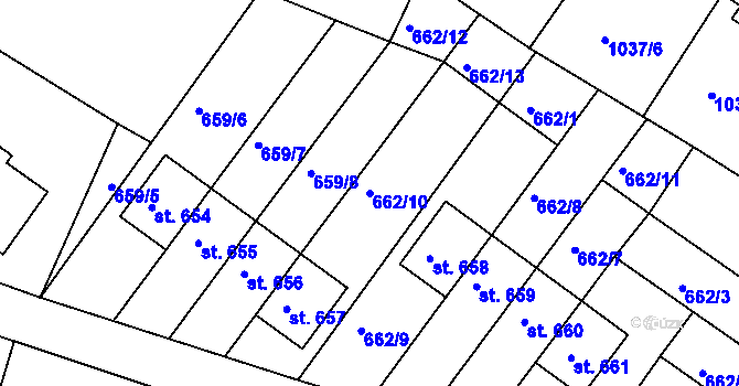 Parcela st. 662/10 v KÚ Harrachov, Katastrální mapa