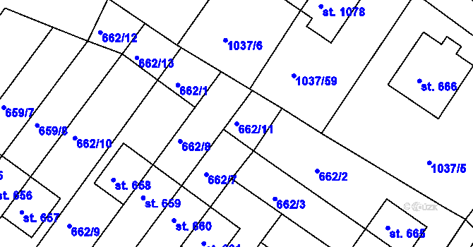 Parcela st. 662/11 v KÚ Harrachov, Katastrální mapa