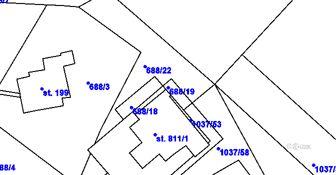 Parcela st. 688/19 v KÚ Harrachov, Katastrální mapa