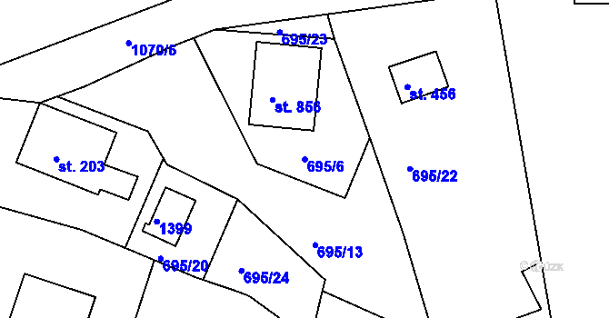 Parcela st. 695/6 v KÚ Harrachov, Katastrální mapa