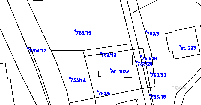 Parcela st. 753/13 v KÚ Harrachov, Katastrální mapa