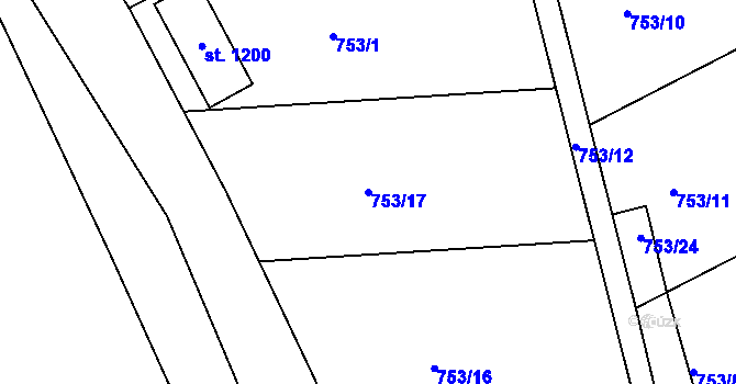 Parcela st. 753/17 v KÚ Harrachov, Katastrální mapa