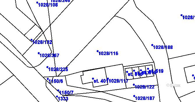 Parcela st. 1028/116 v KÚ Harrachov, Katastrální mapa