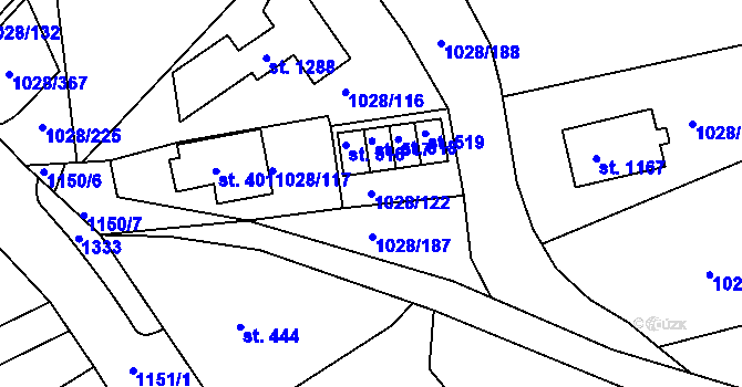 Parcela st. 1028/122 v KÚ Harrachov, Katastrální mapa