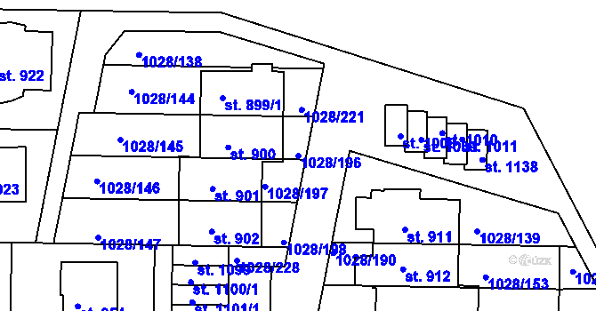 Parcela st. 1028/196 v KÚ Harrachov, Katastrální mapa