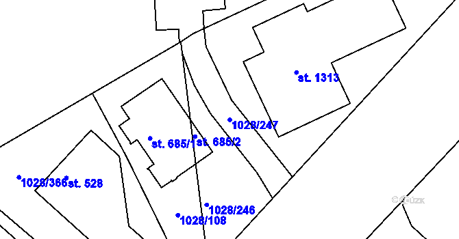 Parcela st. 1028/247 v KÚ Harrachov, Katastrální mapa