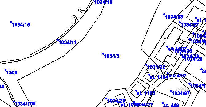 Parcela st. 1034/5 v KÚ Harrachov, Katastrální mapa