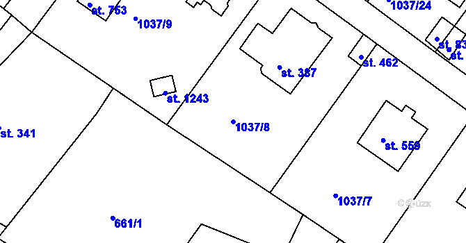 Parcela st. 1037/8 v KÚ Harrachov, Katastrální mapa