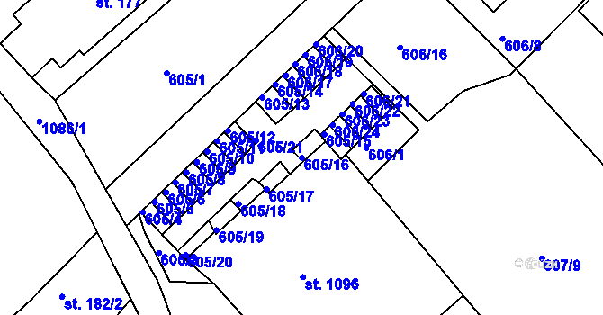 Parcela st. 605/16 v KÚ Harrachov, Katastrální mapa