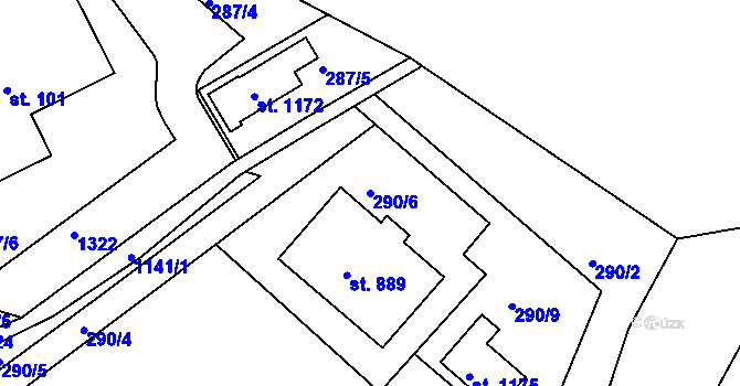 Parcela st. 290/6 v KÚ Harrachov, Katastrální mapa