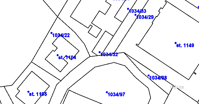 Parcela st. 1034/32 v KÚ Harrachov, Katastrální mapa