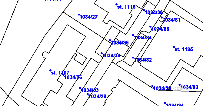 Parcela st. 1034/34 v KÚ Harrachov, Katastrální mapa