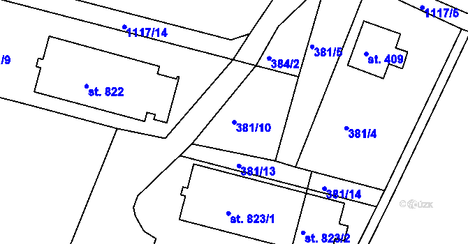 Parcela st. 381/10 v KÚ Harrachov, Katastrální mapa