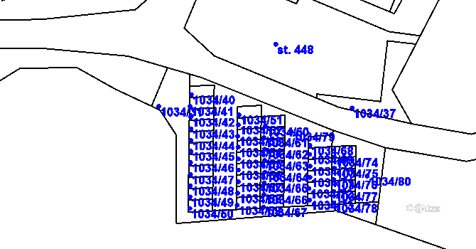 Parcela st. 1034/52 v KÚ Harrachov, Katastrální mapa
