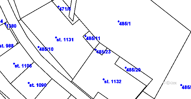 Parcela st. 485/23 v KÚ Harrachov, Katastrální mapa