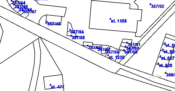 Parcela st. 357/56 v KÚ Harrachov, Katastrální mapa