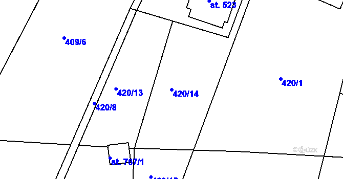 Parcela st. 420/14 v KÚ Harrachov, Katastrální mapa