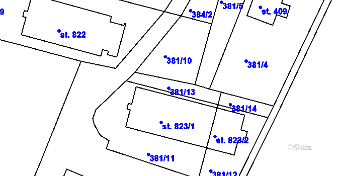 Parcela st. 381/13 v KÚ Harrachov, Katastrální mapa