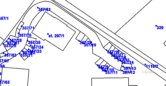 Parcela st. 357/19 v KÚ Harrachov, Katastrální mapa