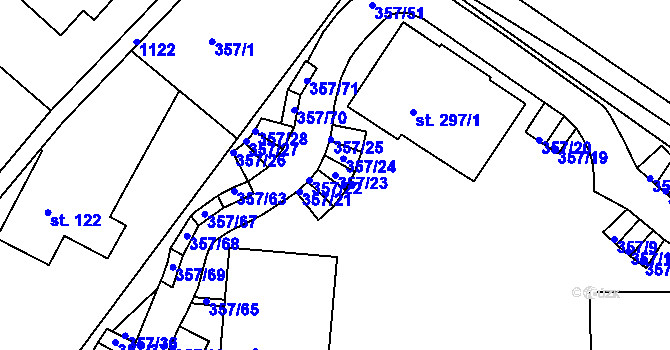 Parcela st. 357/23 v KÚ Harrachov, Katastrální mapa