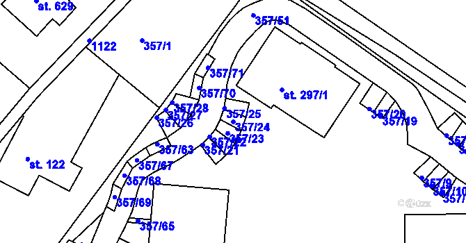 Parcela st. 357/24 v KÚ Harrachov, Katastrální mapa