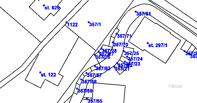 Parcela st. 357/27 v KÚ Harrachov, Katastrální mapa