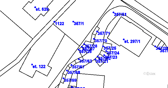 Parcela st. 357/28 v KÚ Harrachov, Katastrální mapa