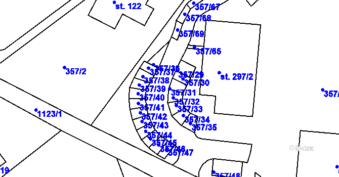 Parcela st. 357/31 v KÚ Harrachov, Katastrální mapa