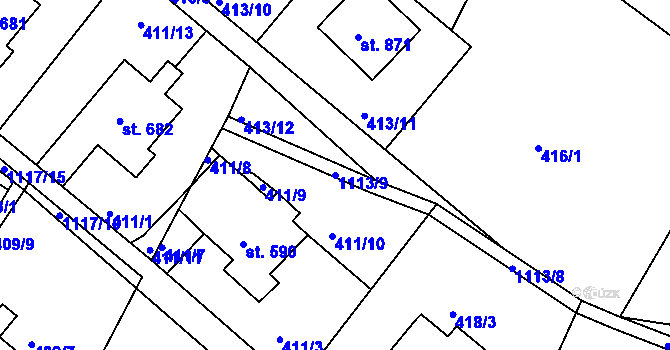 Parcela st. 1113/9 v KÚ Harrachov, Katastrální mapa